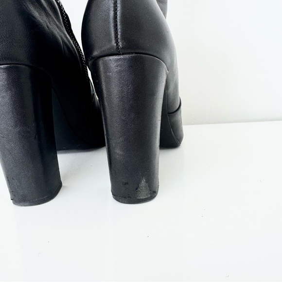 Steve Madden Editor black leather mid-calf bootie with almond toe size 7.5 - Picture 7 of 9